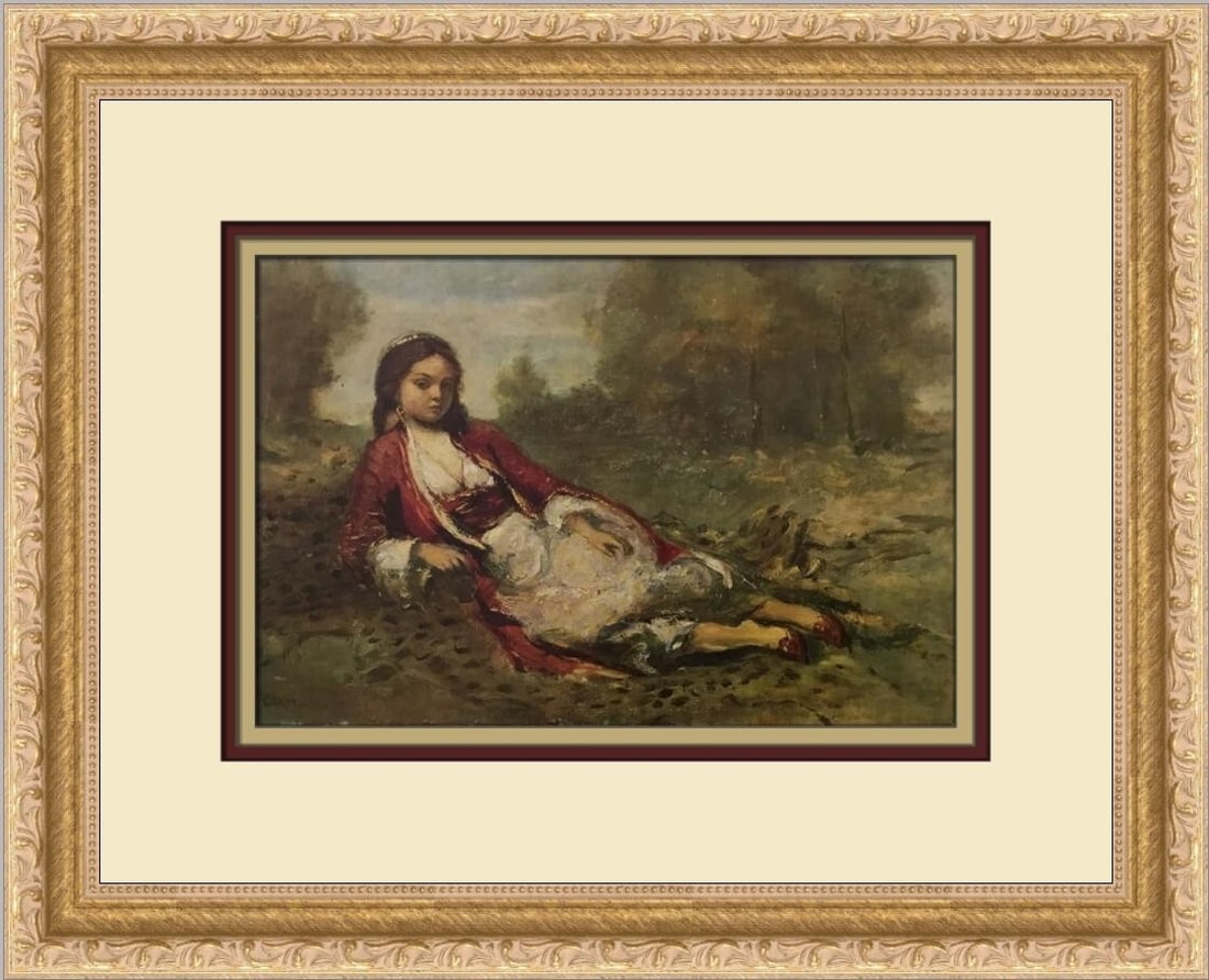 Jean-Baptiste Camille Corot Young Algerian Woman Framed Print 1982: Jean-Baptiste Camille Corot Young Algerian Woman Framed Print 1982 This exquisite print titled "Young Algerian Woman" by renowned artist Jean-Baptiste Camille Corot embodies the elegance of realism. M