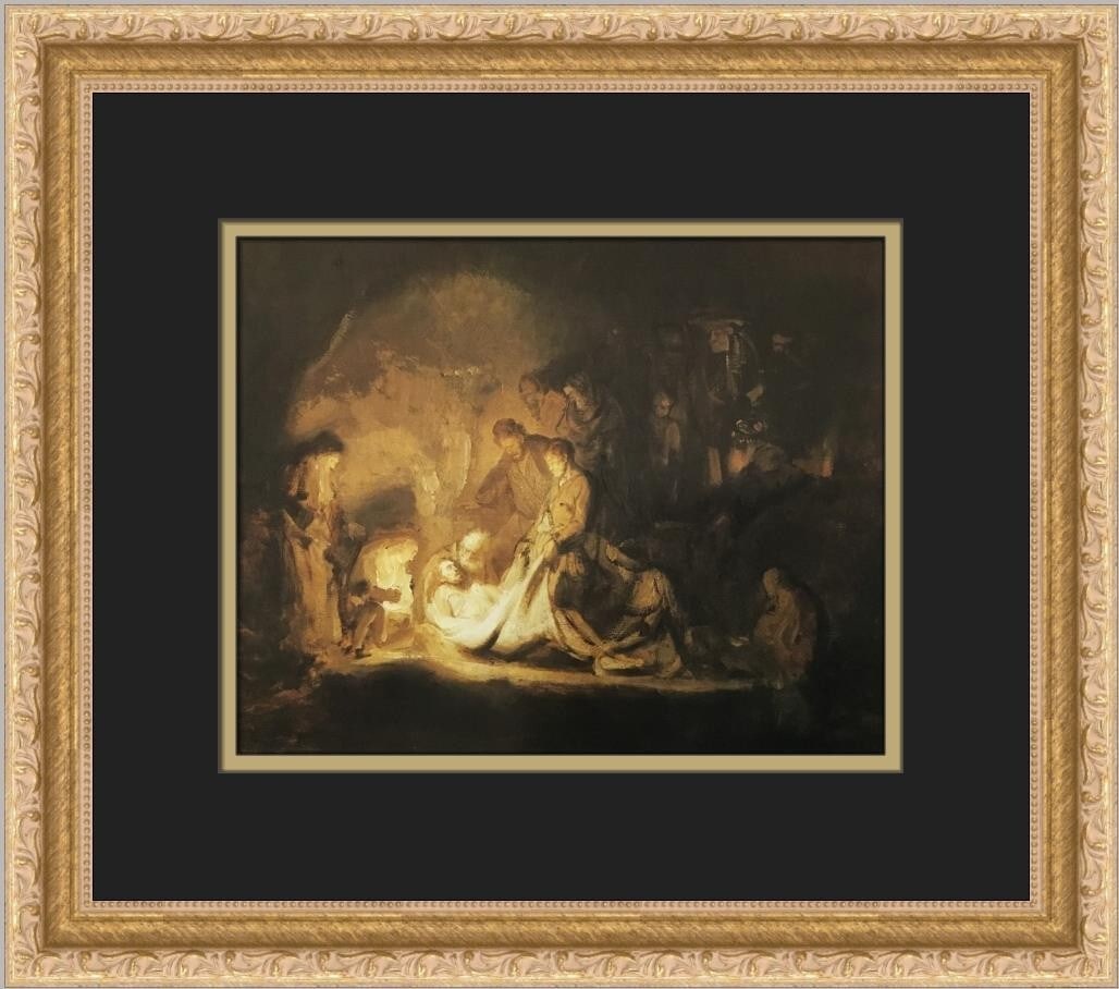 Rembrandt The Entombment of Christ Custom Framed Art Print 13 x 15: Rembrandt The Entombment of Christ Custom Framed Art Print 13 x 15 This stunning custom framed print features Rembrandt van Rijn's masterpiece, "The Entombment of Christ." The artwork is presented in