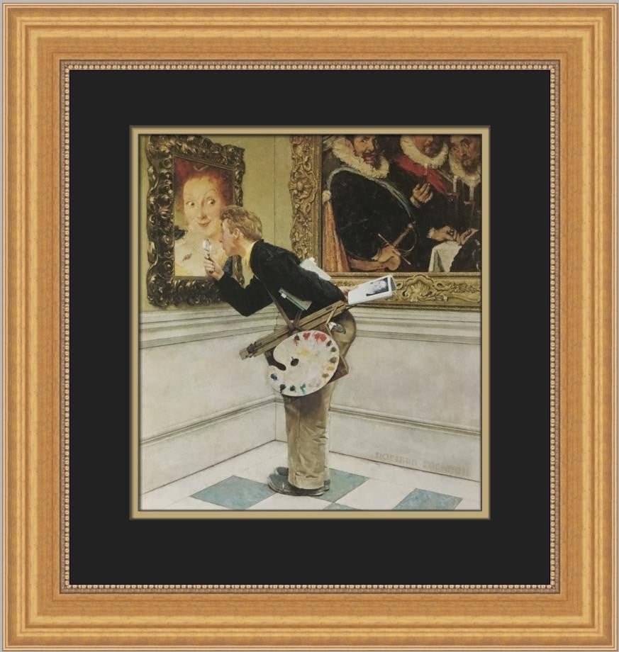 Norman Rockwell The Art Student Custom Framed Print 20x18 Portrait: Norman Rockwell The Art Student Custom Framed Print 20x18 Portrait This stunning medium-sized custom framed print titled 'The Art Student' by renowned artist Norman Rockwell captures the essence of Am