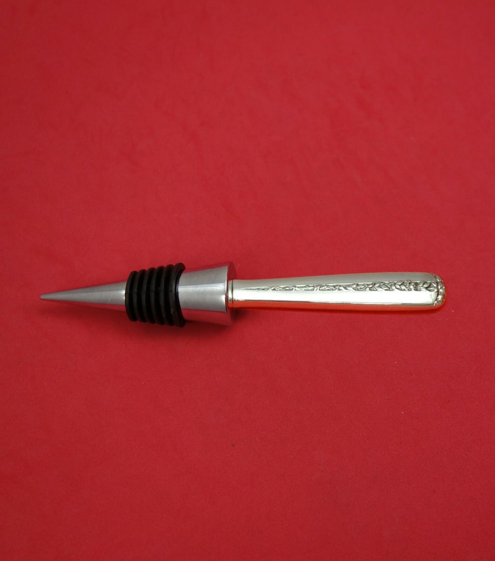 Towle Rambler Rose Sterling Silver Bottle Stopper 6 1/4 Custom Made: Towle Rambler Rose Sterling Silver Bottle Stopper 6 1/4 Custom Made This exquisite bottle stopper features the Rambler Rose pattern by Towle, expertly crafted from high-quality sterling silver. The el