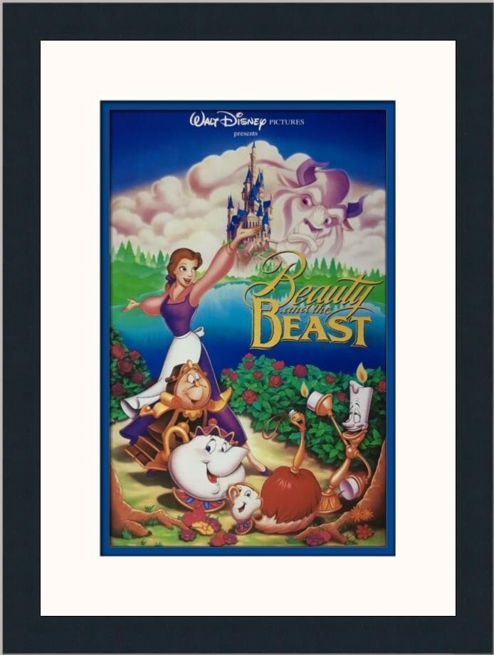 Disney Beauty and the Beast Custom Framed Print 1992 Portrait Art: Disney Beauty and the Beast Custom Framed Print 1992 Portrait Art Celebrate the enchanting world of Disney with this custom framed print of "Beauty and the Beast." This medium-sized artwork features a
