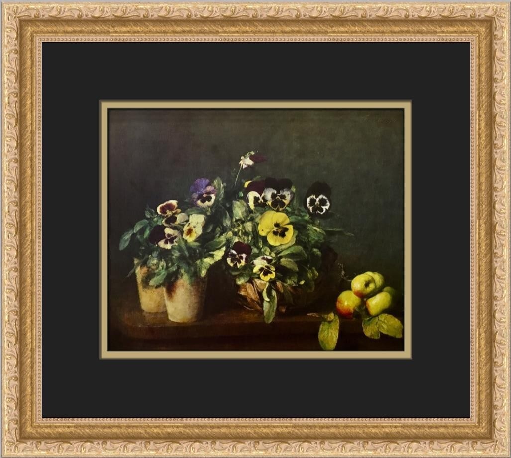 Henri Latour Still Life with Pansies Custom Framed Print 15x13 Impressionism: Henri Latour Still Life with Pansies Custom Framed Print 15x13 Impressionism Discover the beauty of Henri Latour's 'Still Life with Pansies' in this exquisite custom framed print. This medium-sized ar