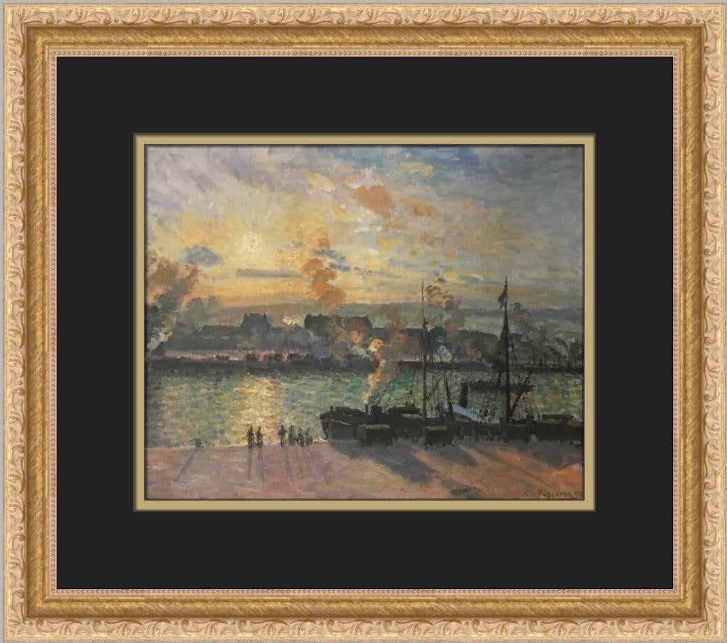 Camille Pissarro Sunset at Rouen Custom Framed Art Print 14 x 16: Camille Pissarro Sunset at Rouen Custom Framed Art Print 14 x 16 This stunning custom framed print features 'Sunset at Rouen' by renowned artist Camille Pissarro. Measuring 14 in x 16 in, the print is