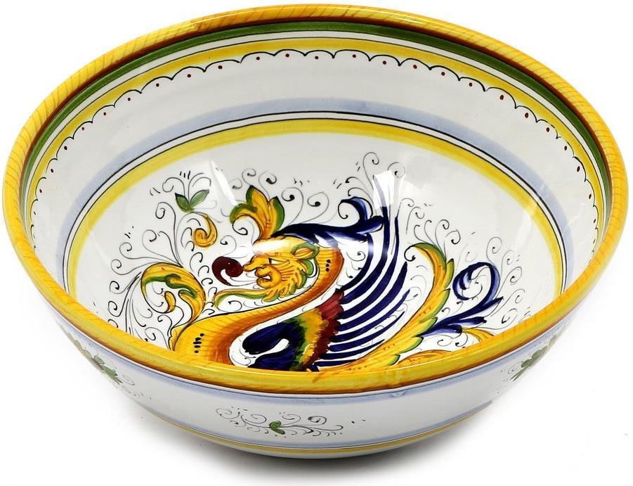 Raffaellesco Deluxe Italian Ceramic Salad Bowl 10 x 10 Inches: Raffaellesco Deluxe Italian Ceramic Salad Bowl 10 x 10 Inches This elegant medium salad bowl showcases the exquisite Deruta style of Italian craftsmanship, perfect for enhancing your dining experience