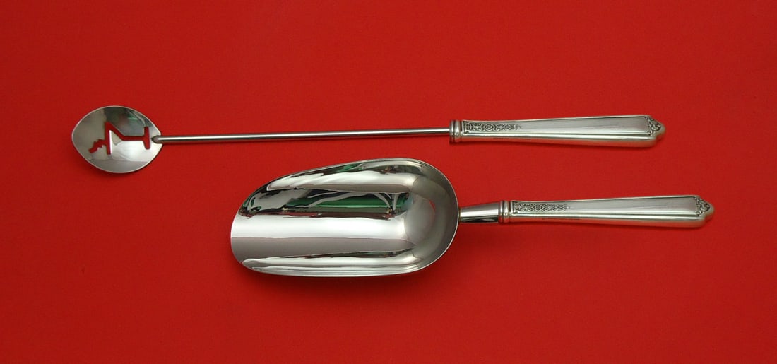 Towle Seville Sterling Silver 2pc Bar Set Martini Spoon Ice Scoop: Towle Seville Sterling Silver 2pc Bar Set Martini Spoon Ice Scoop This exquisite 2-piece bar set, crafted by Towle, features a stunning Seville design in sterling silver. The custom-made hollow handle