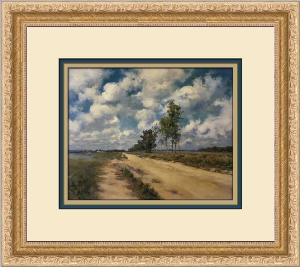 Irving Ramsey Wiles A Long Island Road Custom Framed Print 1985: Irving Ramsey Wiles A Long Island Road Custom Framed Print 1985 This custom framed print titled "A Long Island Road" is a beautiful depiction of Long Island landscapes by the artist Irving Ramsey Wile