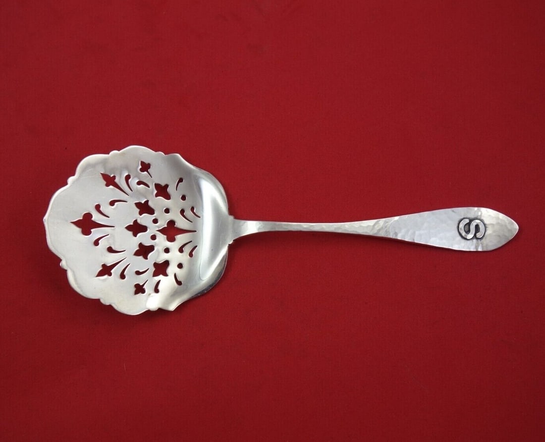 Shreve Sterling Silver Antique Hammered Tomato Server with Monogram S: Shreve Sterling Silver Antique Hammered Tomato Server with Monogram S This exquisite Antique Hammered Tomato Server from Shreve is crafted in sterling silver, showcasing a beautifully fluted edge and