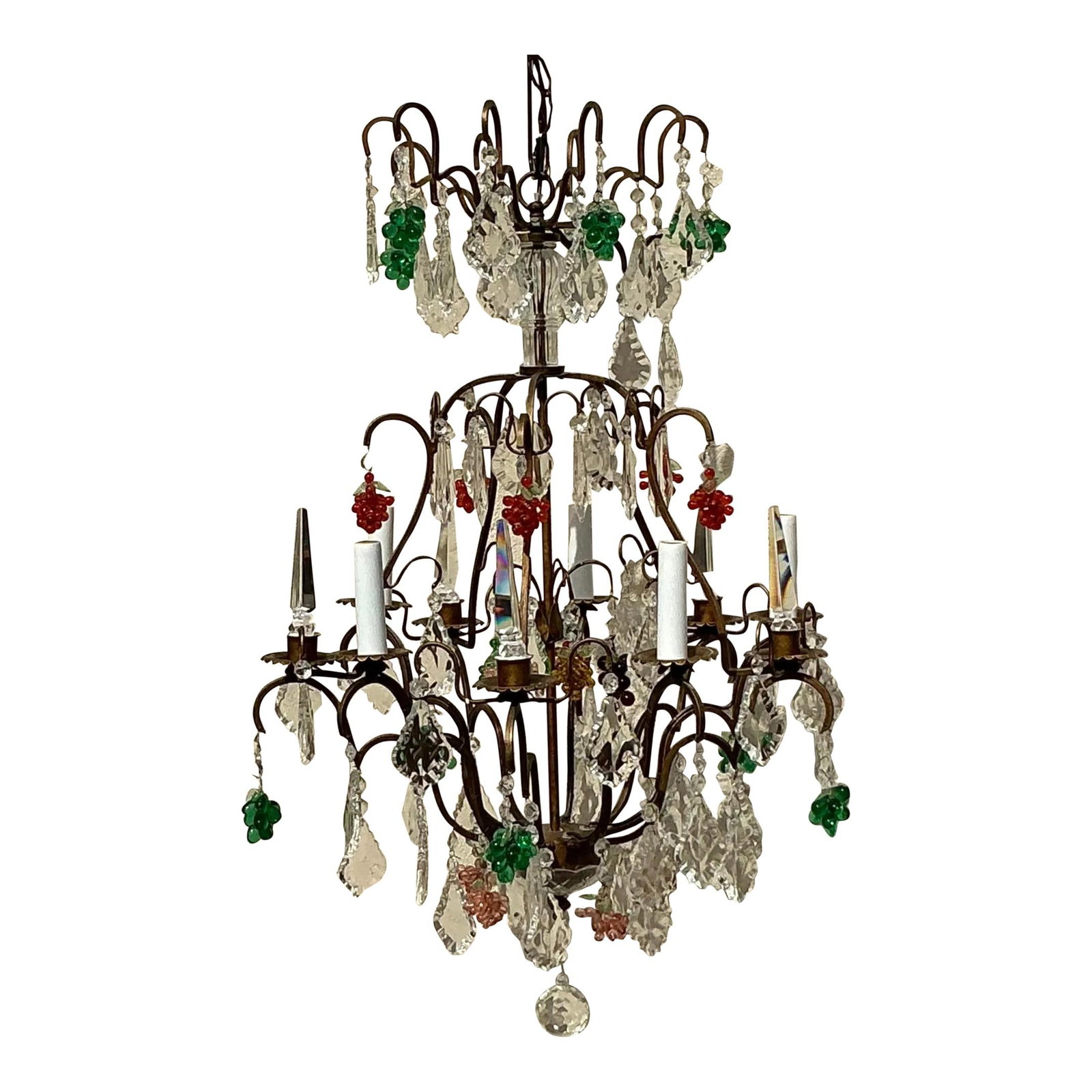 Vintage Boho Murano Glass Fruit Chandelier Handcrafted Italy: Vintage Boho Murano Glass Fruit Chandelier Handcrafted Italy Enhance your living space with this exquisite vintage boho Murano glass fruit chandelier. Handcrafted in Italy, this chandelier showcases a
