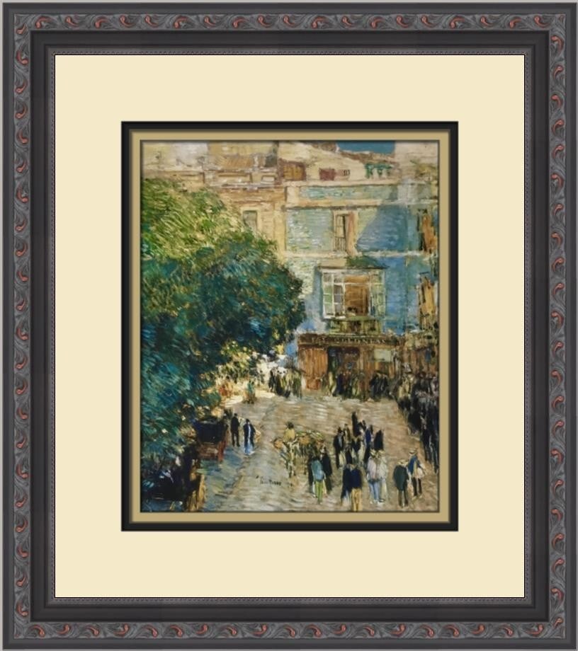 Childe Hassam Square at Sevilla Custom Framed Print 15 x 13: Childe Hassam Square at Sevilla Custom Framed Print 15 x 13 This exquisite custom framed print titled "Square at Sevilla" showcases the artistry of Childe Hassam, renowned for his Impressionistic styl