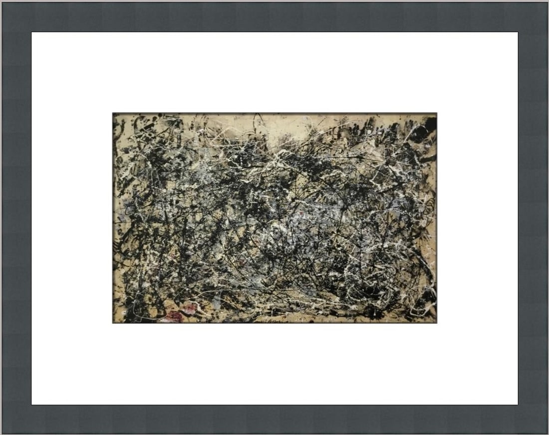 Jackson Pollock Number 1A Custom Framed Abstract Print 11 x 14: Jackson Pollock Number 1A Custom Framed Abstract Print 11 x 14 This exquisite custom framed print showcases Jackson Pollock's renowned work titled 'Number 1A'. Measuring 14 inches in length and 11 inc