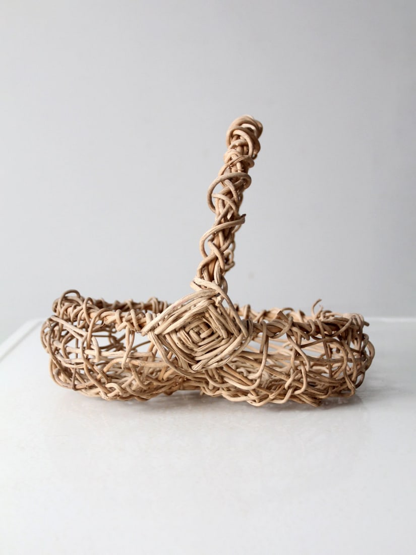 Rustic Open Weave Grape Vine Basket with Natural Texture Accent (1 of 12)