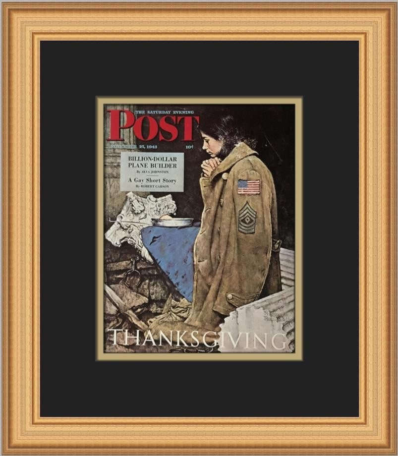 Norman Rockwell Thanksgiving Custom Framed Art Print 1978: Norman Rockwell Thanksgiving Custom Framed Art Print 1978 This stunning custom framed print by Norman Rockwell celebrates Thanksgiving, showcasing the artist's signature Americana realism style. Produ