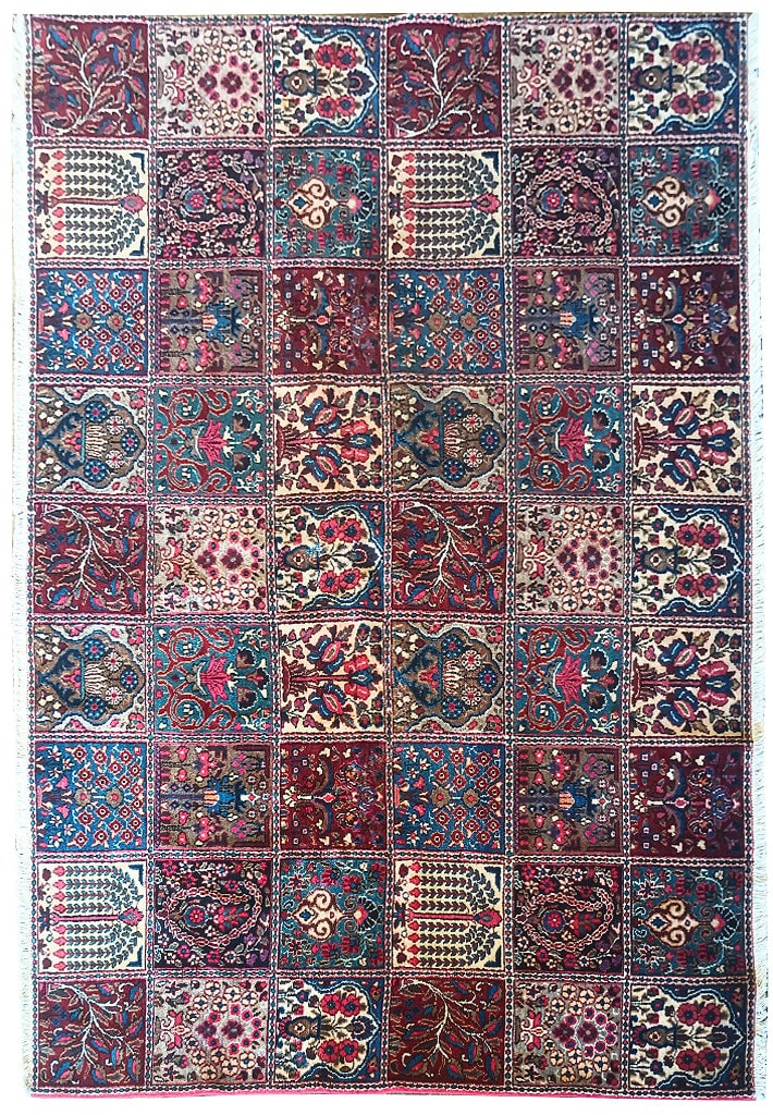 5.6 x 6.10 Handwoven Persian Bakhtiar Garden Rug Multi Color Wool: 5.6 x 6.10 Handwoven Persian Bakhtiar Garden Rug Multi Color Wool Free continental US Shipping Enhance your living space with the exquisite 5' x 7' Persian Bakhtiar Garden Rug, a stunning piece that e