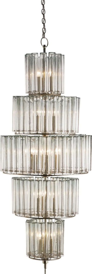 Bevilacqua Large Glass Chandelier Silver Leaf Mid-Century Modern: Bevilacqua Large Glass Chandelier Silver Leaf Mid-Century Modern Illuminate your space with the stunning Bevilacqua Large Glass Chandelier, featuring a sophisticated Silver Leaf finish. This exquisite