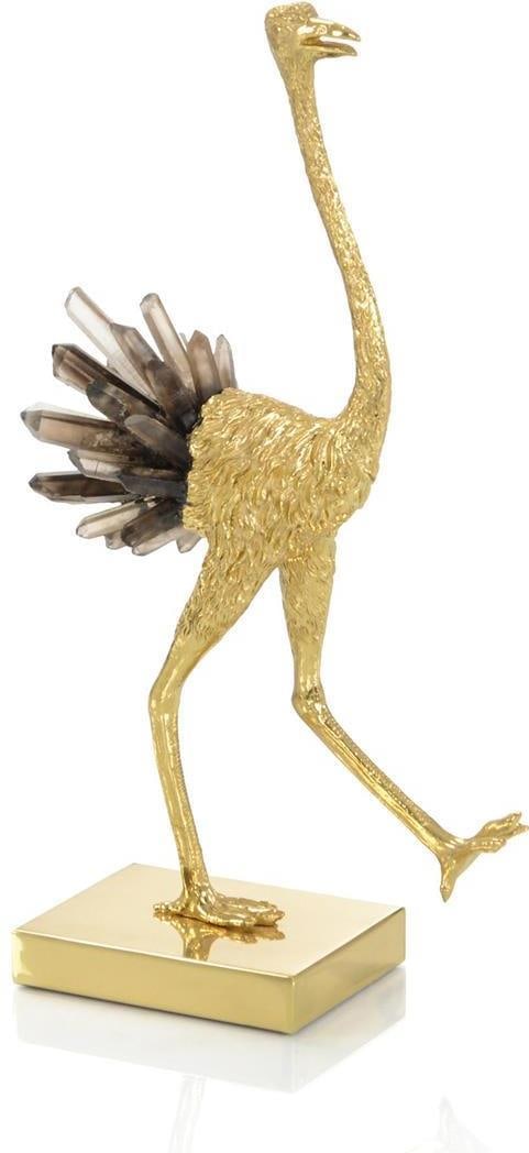 John-Richard Struthio Sculpture II Elegant Brass 14.25H 6.75W 5.50D: John-Richard Struthio Sculpture II Elegant Brass 14.25H 6.75W 5.50D Introducing the Struthio Sculpture II, a stunning brass design that adds a touch of elegance to any space. This exquisite piece feat