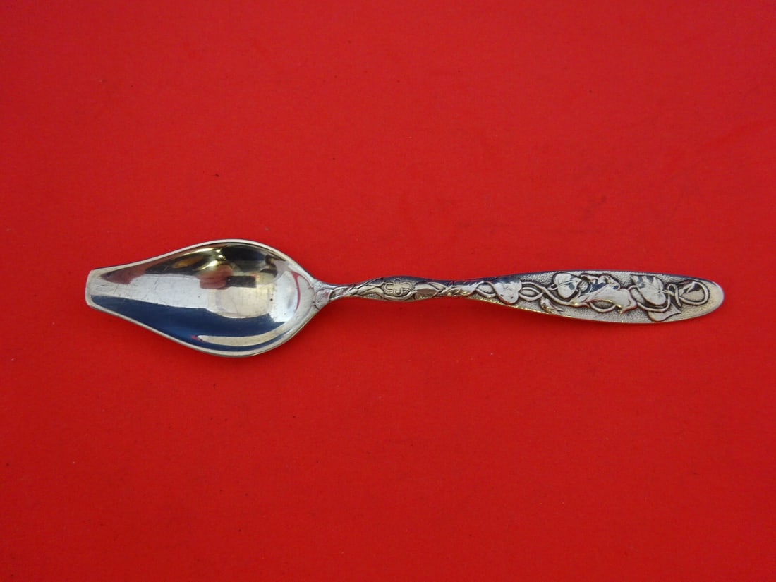 Tiffany & Co. Vine Sterling Silver Melon Spoon 6 inch Blunt Nose Morning Glory (1 of 6)
