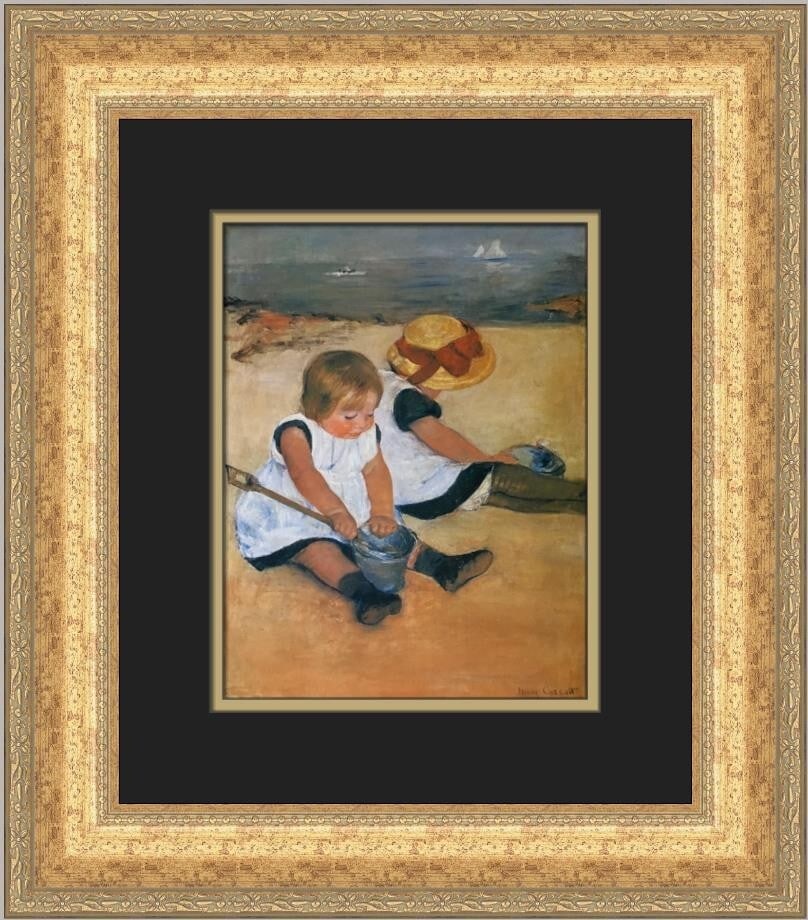 Mary Cassatt Children Playing on Beach Custom Framed Print 19x17 (1 of 2)