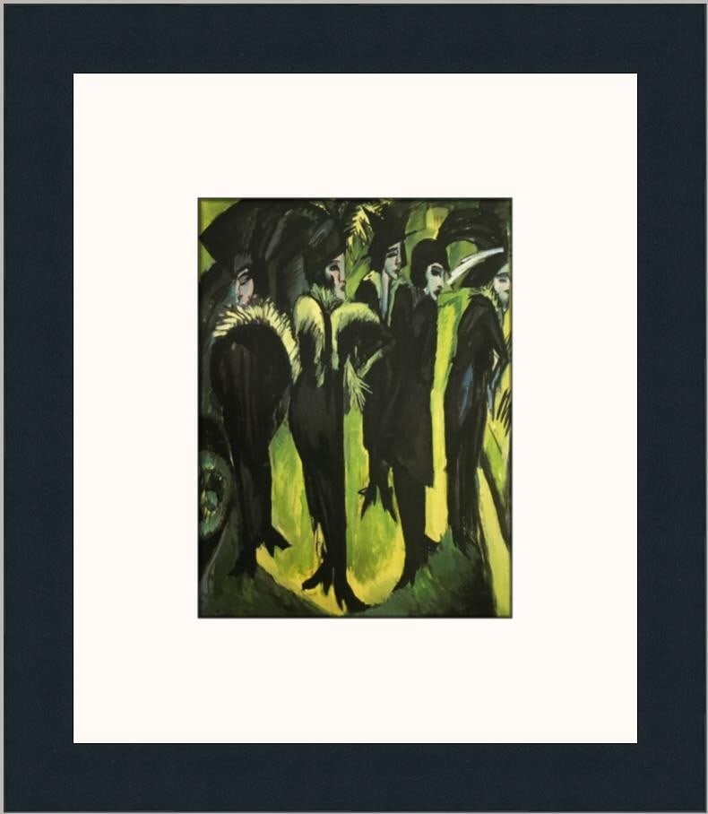 Ernst Ludwig Kirchner Five Women in the Street Custom Framed Lithograph Art Print: Ernst Ludwig Kirchner Five Women in the Street Custom Framed Lithograph Art Print This stunning custom framed print features Ernst Ludwig Kirchner's iconic work, 'Five Women in the Street.' The piece