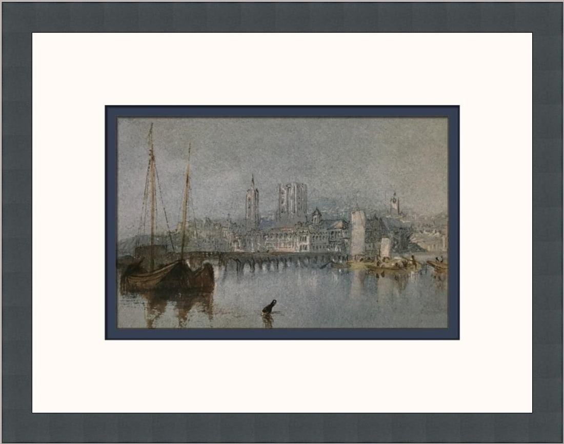 Joseph Turner Beaugency Custom Framed Lithograph Print 1977: Joseph Turner Beaugency Custom Framed Lithograph Print 1977 This exquisite print titled "Beaugency" by renowned artist Joseph Mallord William Turner captures the essence of Impressionism. Measuring 14