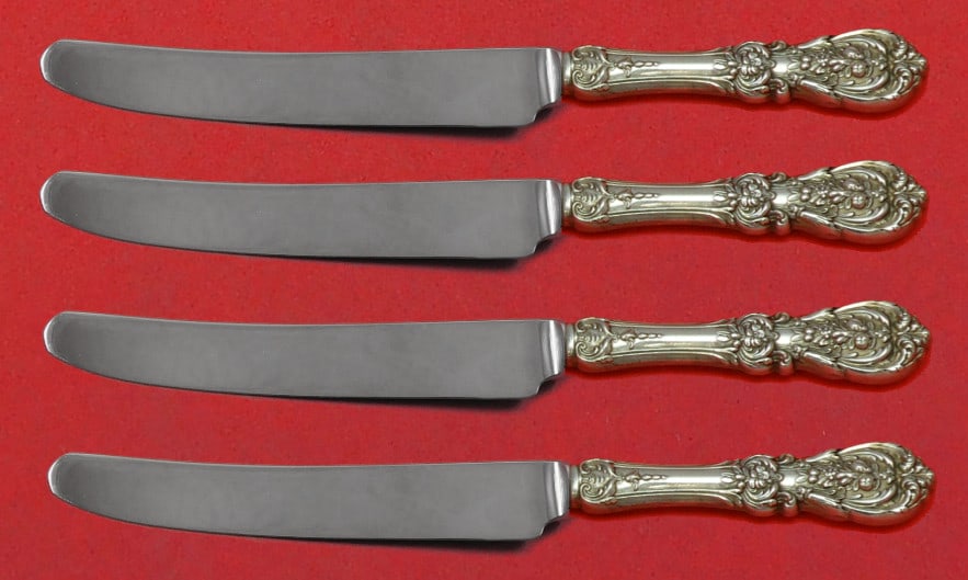 Reed and Barton Francis I Sterling Silver Fruit Knife Set 4pc Custom: Reed and Barton Francis I Sterling Silver Fruit Knife Set 4pc Custom Elevate your dining experience with this exquisite 4-piece fruit knife set from the renowned Francis I pattern by Reed and Barton.