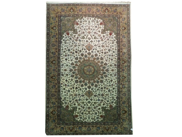 Authentic Persian Tabriz Rug 11'1" x 19'1" 400 KPSI Handcrafted Area Rug: Authentic Persian Tabriz Rug 11'1" x 19'1" 400 KPSI Handcrafted Area Rug Free continental US Shipping Indulge in the timeless elegance of this Authentic Fine Persian Tabriz Rug, handcrafted by skilled