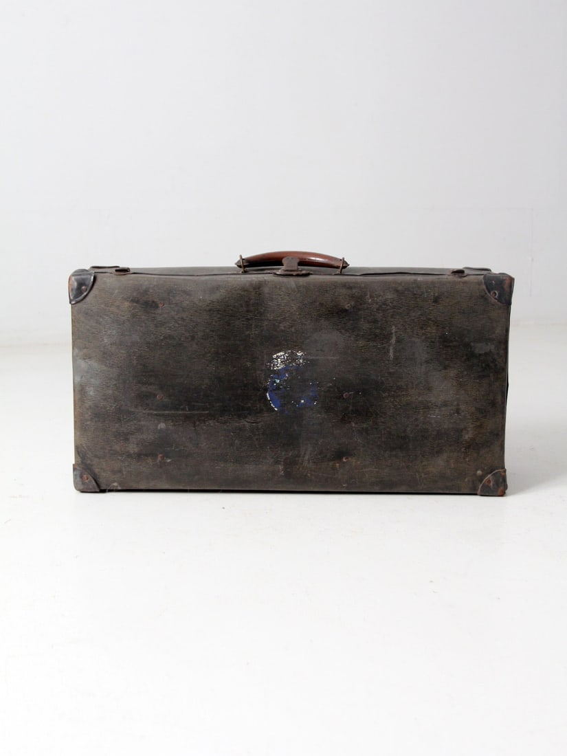 Vintage Hardboard Suitcase with Leather Corners and Emblem (1 of 10)