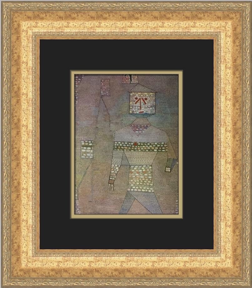 Paul Klee Barbarian Captain Custom Framed Art Print 1988: Paul Klee Barbarian Captain Custom Framed Art Print 1988 This stunning custom framed print titled "Barbarian Captain" by renowned artist Paul Klee is a captivating piece that beautifully blends Cubism