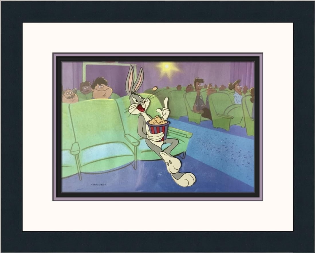 Bugs Bunny Warner Bros Animation Cel Custom Framed 1990: Bugs Bunny Warner Bros Animation Cel Custom Framed 1990 This beautifully custom framed animation cel features the iconic Bugs Bunny from Warner Bros. Created in 1990, this original production art show