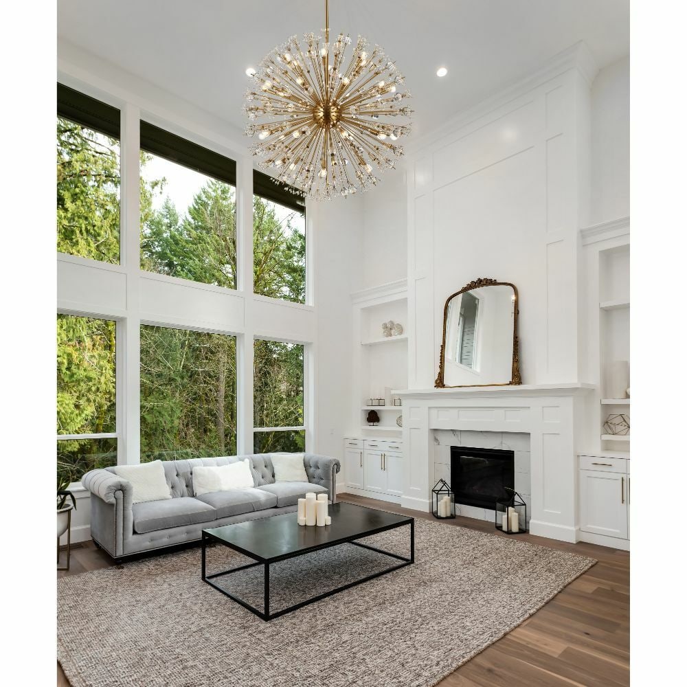 Elegant 32-Light Gold Sputnik Chandelier by: Elegant 32-Light Gold Sputnik Chandelier by Illuminate your space with this stunning 32-Light Gold Sputnik Chandelier, a perfect blend of modern style and functionality. Crafted with high-quality crys