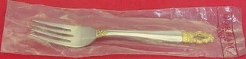 Gorham Sovereign Hispana Gold Sterling Silver Fork 7.5 inches: Gorham Sovereign Hispana Gold Sterling Silver Fork 7.5 inches Introducing the exquisite Sovereign Hispana Gold by Gorham, this place size fork measures 7 1/2 inches and is crafted from high-quality st