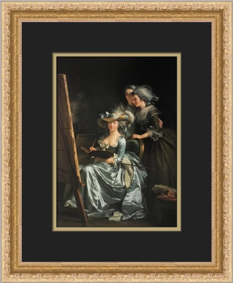 Framed Offset Lithograph of Labille-Guiard Self-Portrait With Two Pupils: Framed Offset Lithograph of Labille-Guiard Self-Portrait With Two Pupils This is a professionally custom-framed offset lithograph print of "Self-Portrait With Two Pupils" by Adelaide Labille-Guiard. T