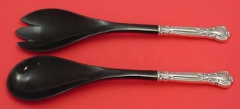 Gorham Chantilly Sterling Silver Salad Serving Set 2pc Black Nylon 11 3/4": Gorham Chantilly Sterling Silver Salad Serving Set 2pc Black Nylon 11 3/4" Enhance your dining experience with this elegant 2-piece salad serving set from the Chantilly pattern by Gorham. Crafted from