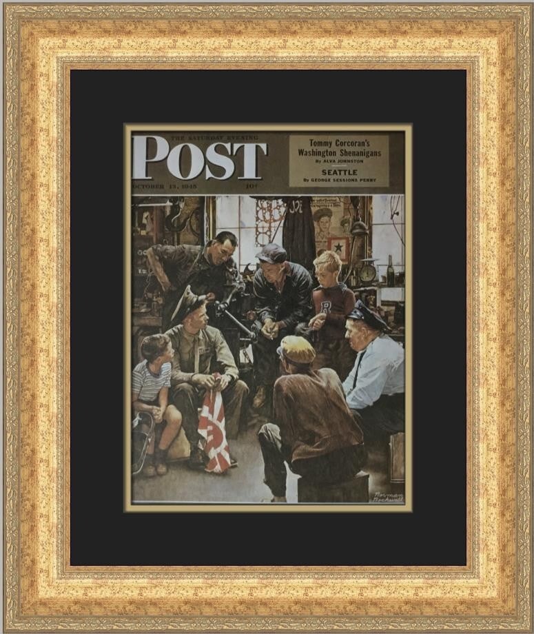 Norman Rockwell War Stories Custom Framed Print 21x18 Expressionism 1983: Norman Rockwell War Stories Custom Framed Print 21x18 Expressionism 1983 This stunning custom framed print, titled "War Stories," features the iconic artwork of Norman Rockwell, renowned for his expre