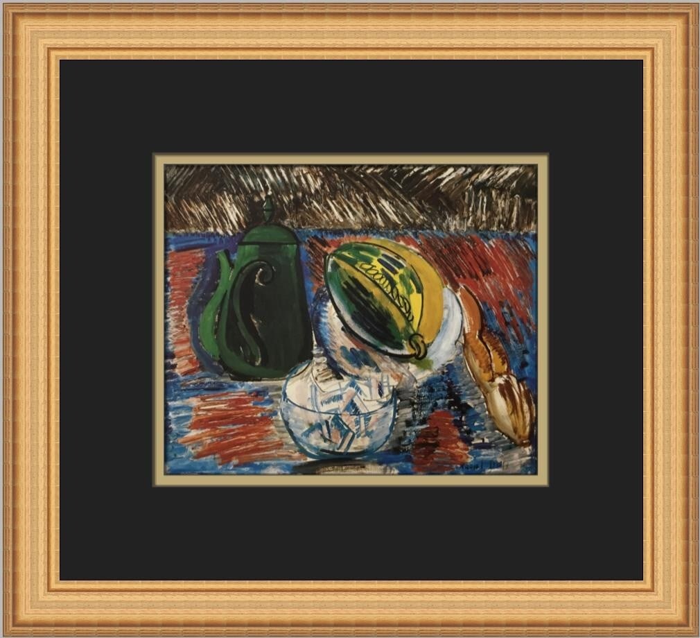 Raoul Duffy Still Life with Cafetiere Custom Framed Print 1999: Raoul Duffy Still Life with Cafetiere Custom Framed Print 1999 This exquisite custom framed print titled 'Still Life with Cafetiere' by renowned artist Raoul Duffy showcases a stunning impressionist s