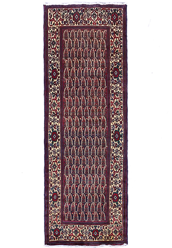 Persian Handmade Runner Rug 3.5 x 10 Feet Paisley Wool: Persian Handmade Runner Rug 3.5 x 10 Feet Paisley Wool Free continental US Shipping Enhance your home with the elegance and heritage of this exquisite 10' Feet Semi-Antique Persian Handmade Runner in