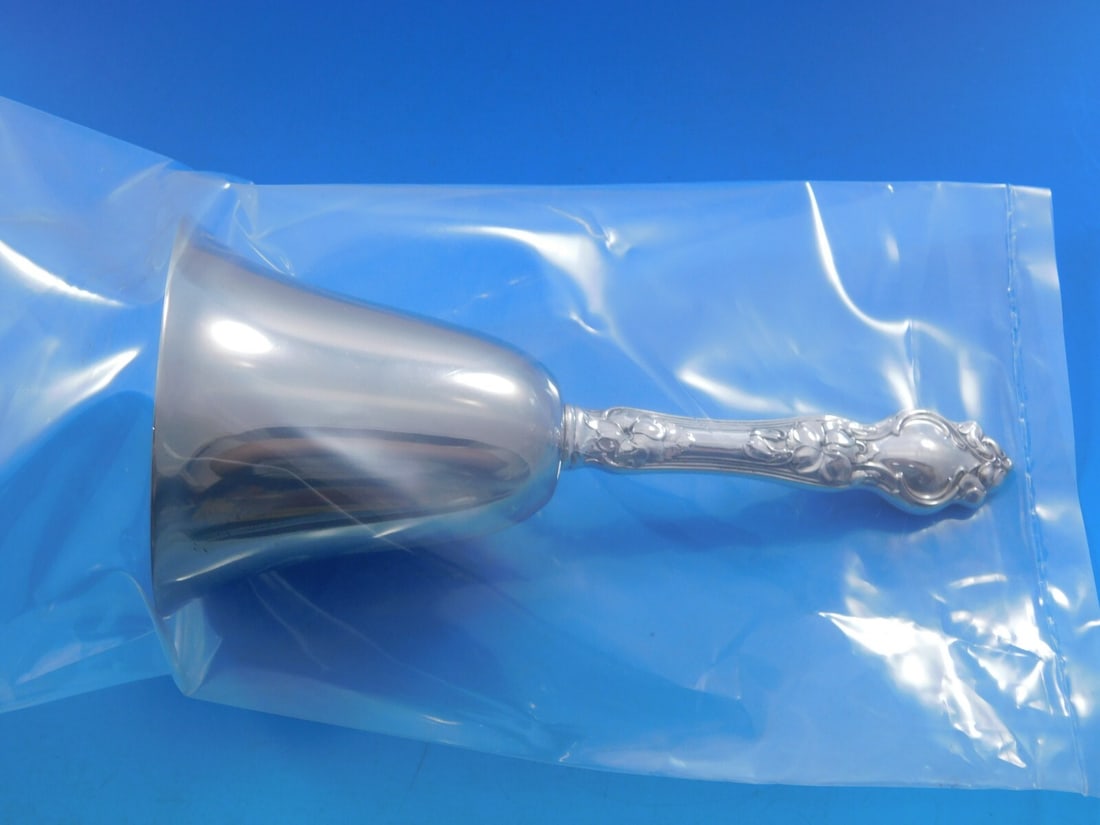 Wallace Violet Sterling Silver Dinner Bell Custom 6 5/8": Wallace Violet Sterling Silver Dinner Bell Custom 6 5/8" This exquisite dinner bell from the Wallace Violet pattern combines elegance with functionality. Crafted with a sterling silver hollow handle a