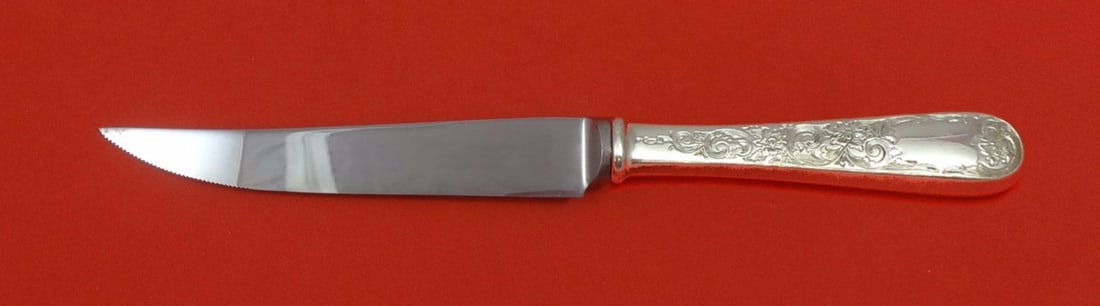 Kirk Old Maryland Engraved Sterling Silver Steak Knife 8 1/2": Kirk Old Maryland Engraved Sterling Silver Steak Knife 8 1/2" Experience the elegance of dining with this exquisite Old Maryland Engraved Steak Knife by Kirk. Crafted from high-quality sterling silver