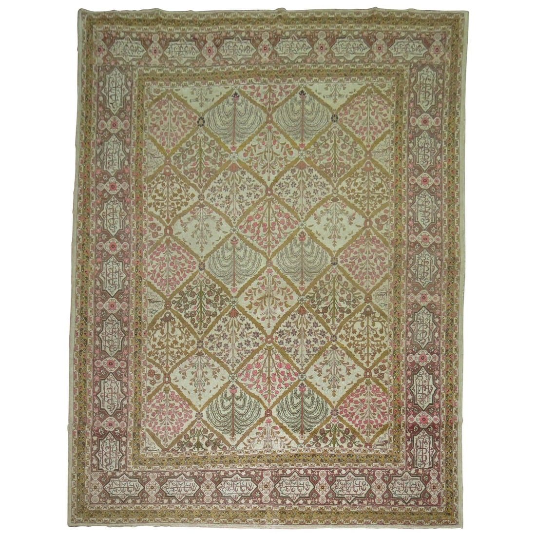 Persian Tabriz Garden Rug with Love Poem 8'8" x 12'1" Wool 20th Century: Persian Tabriz Garden Rug with Love Poem 8'8" x 12'1" Wool 20th Century Discover the beauty of this stunning garden Persian Tabriz carpet, featuring a captivating design reminiscent of traditional Per