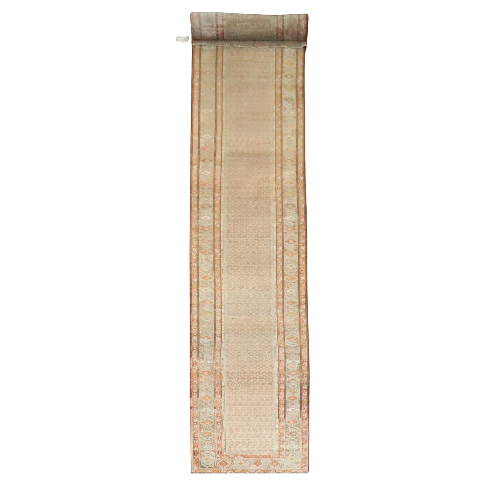 20'5" Antique Persian Seraband Runner Malayer Hand-Woven Wool: 20'5" Antique Persian Seraband Runner Malayer Hand-Woven Wool This exquisite long antique Persian Seraband runner from the early 20th century features a striking Malayer style. Hand-woven from high-qu