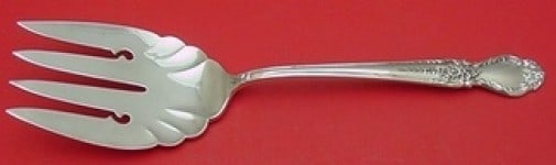 International Sterling Silver Salad Serving Fork Brocade Vintage 9.25in: International Sterling Silver Salad Serving Fork Brocade Vintage 9.25in This vintage salad serving fork, crafted by International in the elegant Brocade pattern, showcases timeless design and exquisit