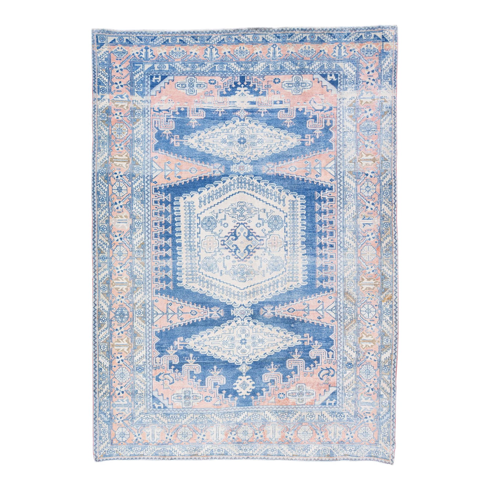 Vintage Persian Handmade Wool Rug Navy Blue Medallion 7'8 x 11 Shabby Chic: Vintage Persian Handmade Wool Rug Navy Blue Medallion 7'8 x 11 Shabby Chic This stunning vintage Persian wool rug features a hand-knotted design in a rich navy blue field, complemented by a peach fram