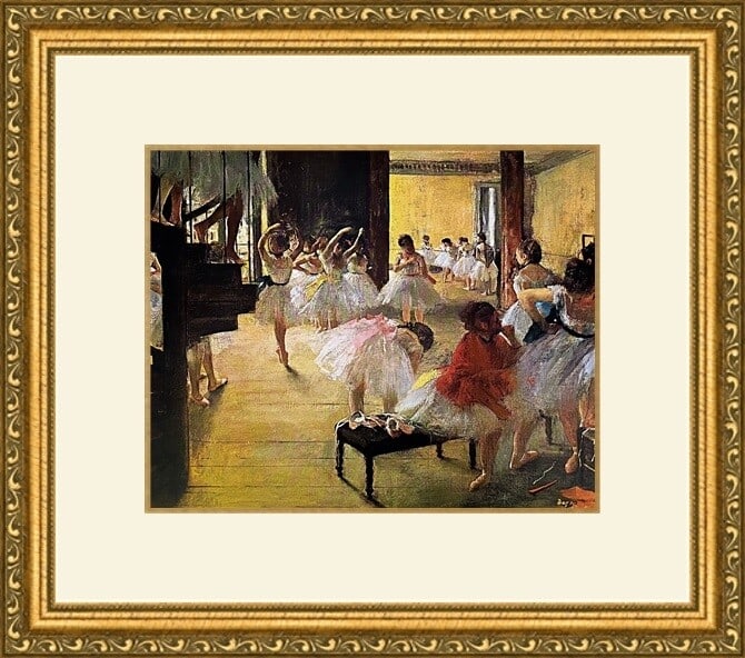 Edgar Degas Ballet School Custom Framed Lithograph Print 14 x 16: Edgar Degas Ballet School Custom Framed Lithograph Print 14 x 16 This exquisite custom gallery framed print titled "Ballet School" by Edgar Degas showcases the enchanting world of ballet through the l