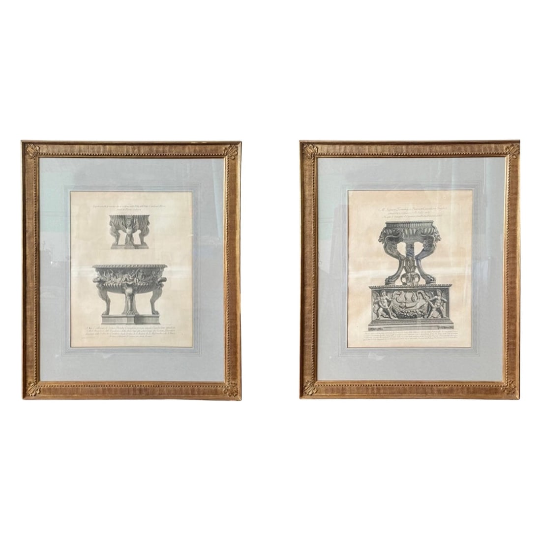 Set of Two Framed Italian Neoclassical Roman Antiquities Prints by Piranesi: Set of Two Framed Italian Neoclassical Roman Antiquities Prints by Piranesi This antique matched pair features two celebrated engravings by Giovanni Battista Piranesi, the renowned Italian artist and