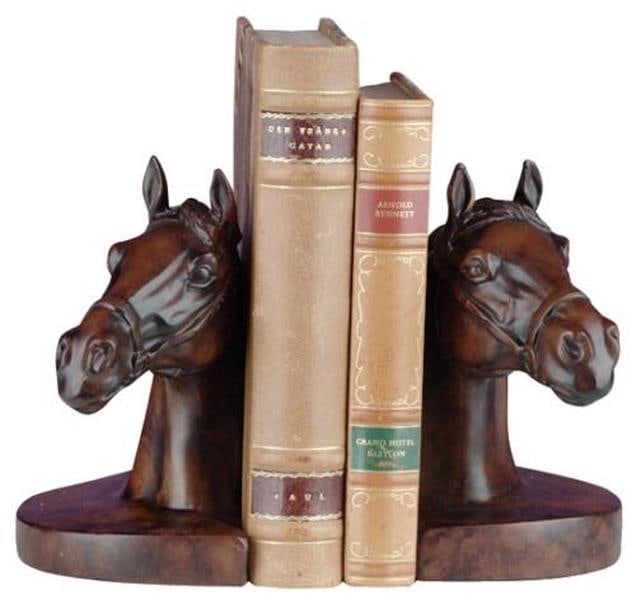 Lodge Style Horse Head Resin Bookends Equestrian Decor: Lodge Style Horse Head Resin Bookends Equestrian Decor This item is made at time of order. Please allow 42 to 70 days for production. Enhance your home decor with these stunning lodge-style horse head