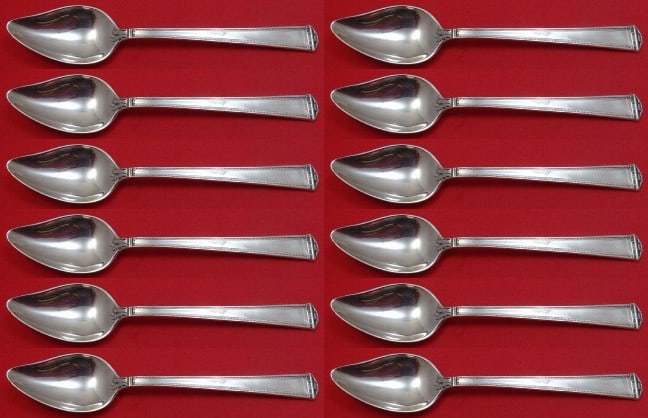 International Sterling Silver Pantheon Grapefruit Spoon Set of 12: International Sterling Silver Pantheon Grapefruit Spoon Set of 12 Enhance your dining experience with this exquisite set of 12 grapefruit spoons from the Pantheon pattern by International Sterling. Cr