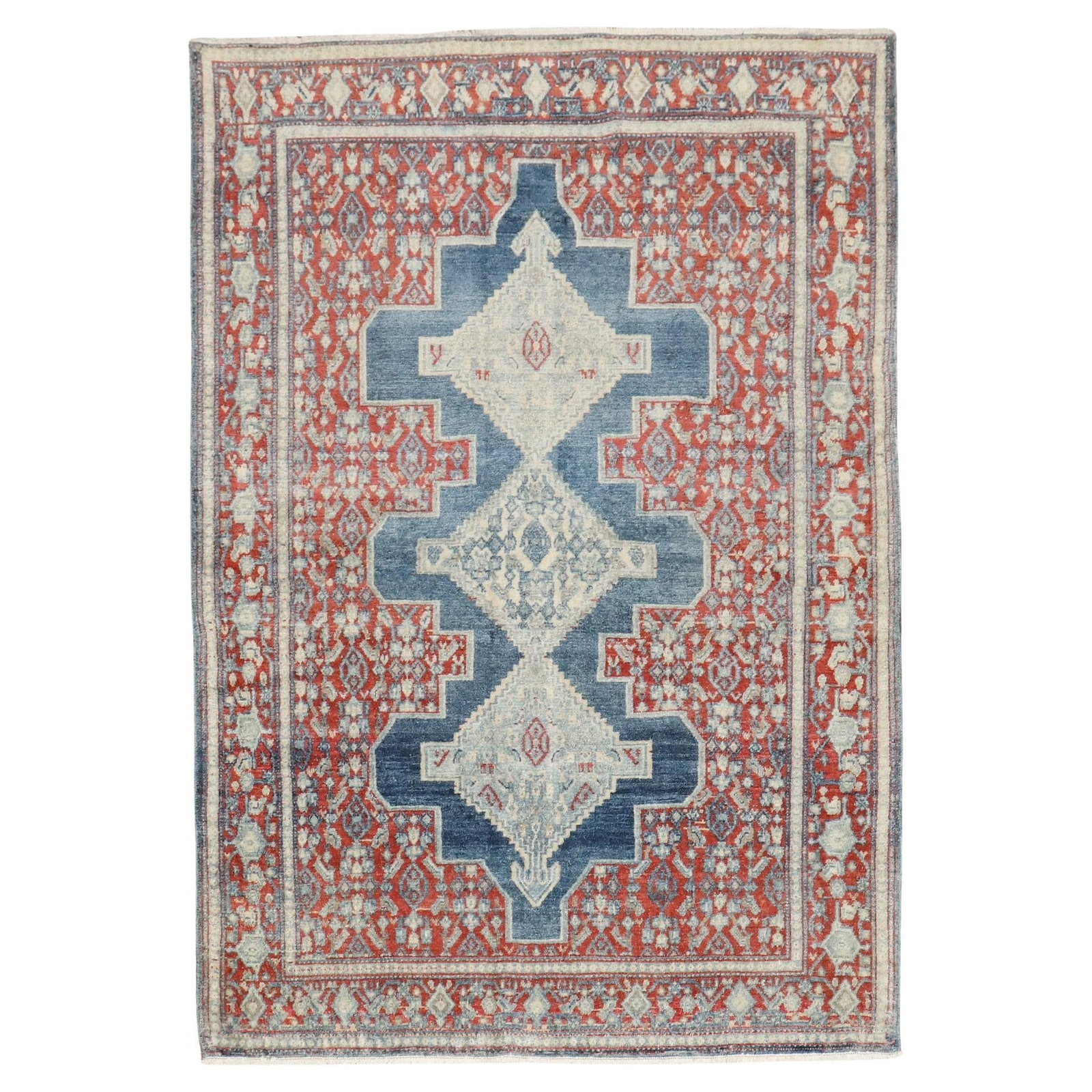 Zabihi Collection Antique Persian Senneh Rug Ink Blue 43x58 Hand-Woven Wool: Zabihi Collection Antique Persian Senneh Rug Ink Blue 43x58 Hand-Woven Wool Discover the timeless beauty of this Zabihi Collection Ink Blue Antique Persian Senneh Rug, a stunning piece that showcases