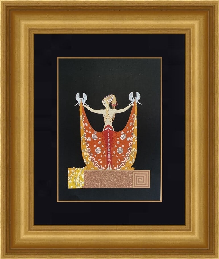 Erte Venus Art Deco Custom Framed Print 18 x 21: Erte Venus Art Deco Custom Framed Print 18 x 21 This exquisite custom framed print titled "Venus" by the renowned artist Erte showcases a stunning Art Deco style. Produced using offset lithography, th