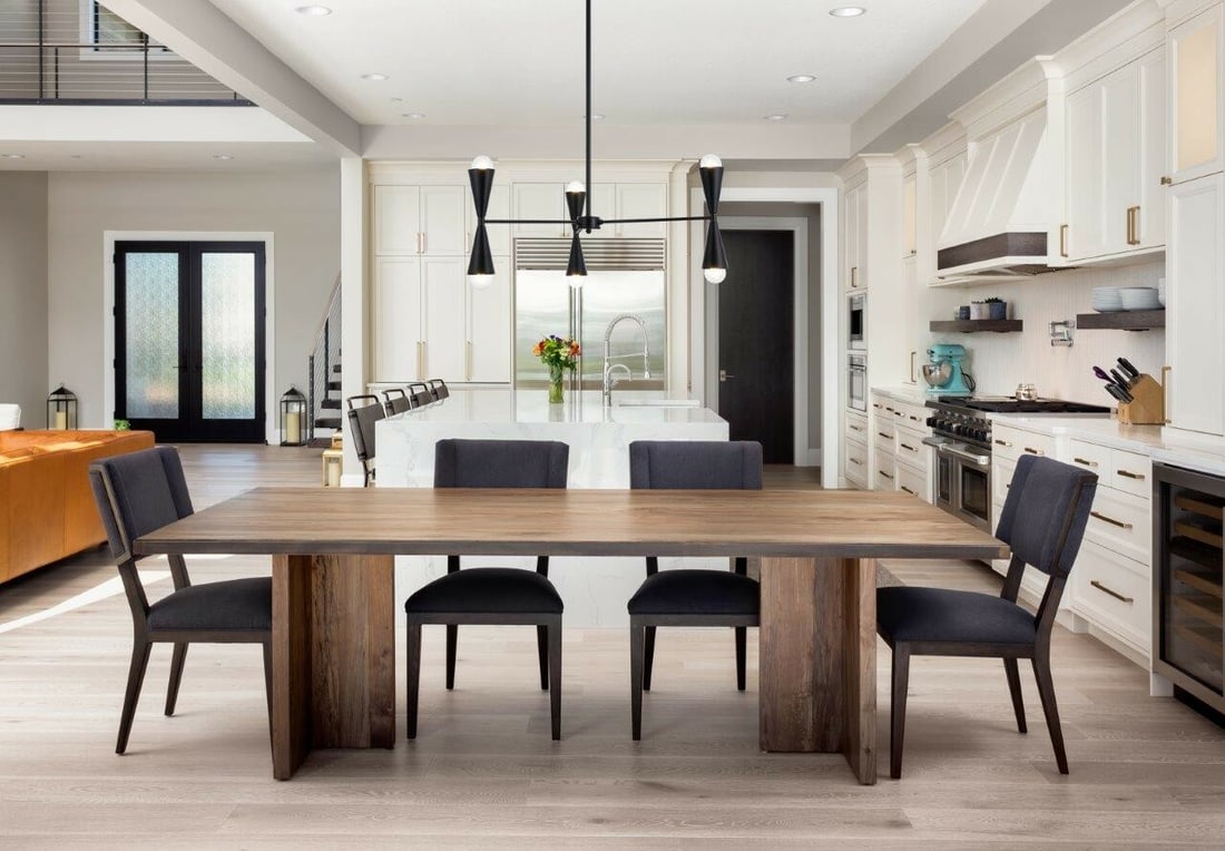 Cade 6-Light Black Iron Pendant Chandelier for Dining or Kitchen 34 Inch: Cade 6-Light Black Iron Pendant Chandelier for Dining or Kitchen 34 Inch This mid-century modern chandelier features six lights and a sleek black finish, making it an ideal centerpiece for kitchens, d