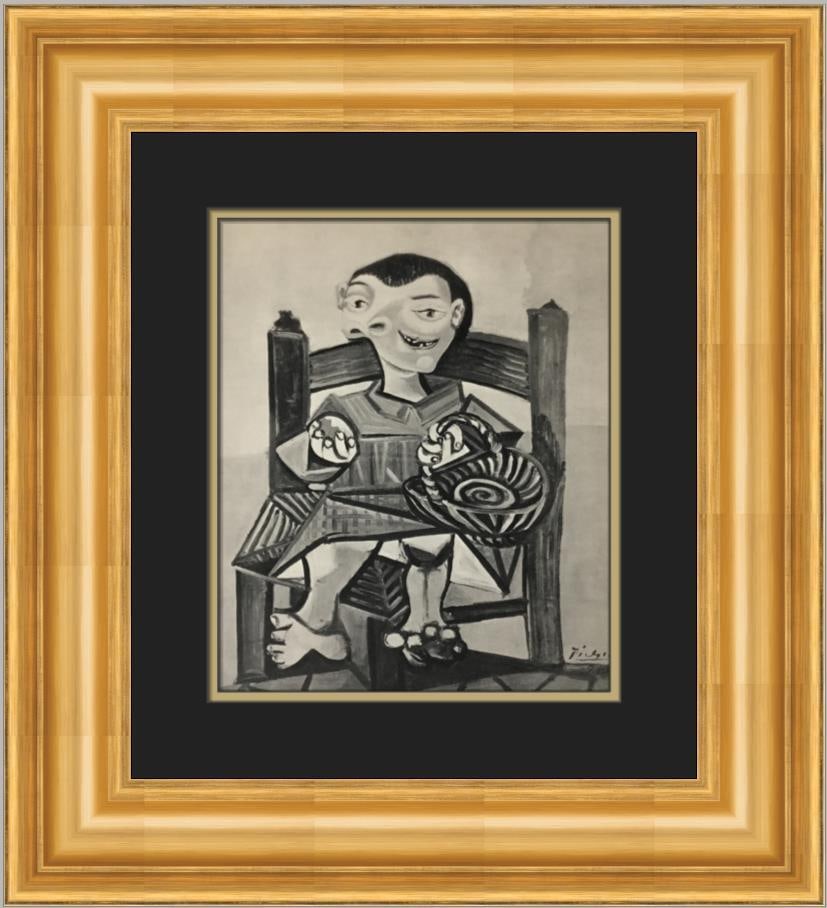 Pablo Picasso Seated Boy Custom Framed Offset Lithograph Print: Pablo Picasso Seated Boy Custom Framed Offset Lithograph Print This stunning custom framed print titled 'Seated Boy' by Pablo Picasso showcases a captivating blend of Abstract Cubism and Impressionism