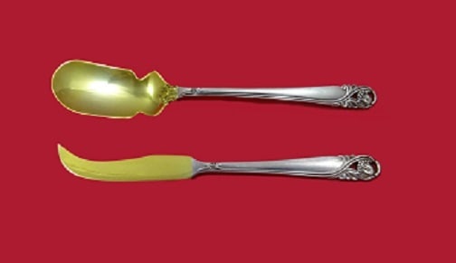 International Sterling Silver Spring Glory Caviar Serving Set 2pc Gold-Washed: International Sterling Silver Spring Glory Caviar Serving Set 2pc Gold-Washed Elevate your dining experience with this exquisite 2-piece caviar serving set from International Sterling, crafted in the